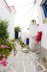 Image showing greek island street scene and classic architecture