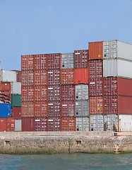 Image showing Containers in a park by the sea.