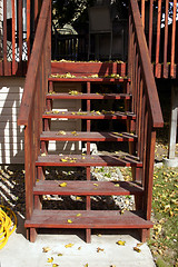 Image showing Stairs and the Leaves in Fall