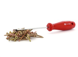 Image showing Screwdriver and screws