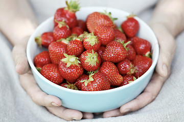 Image showing Bowl of strawberries.