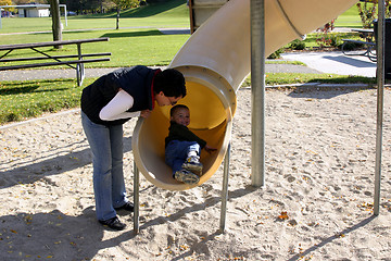 Image showing Mother and Child Playing in the Park