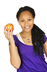 Image showing Girl holding apple