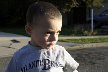 Image showing Little Boy Looking Serious