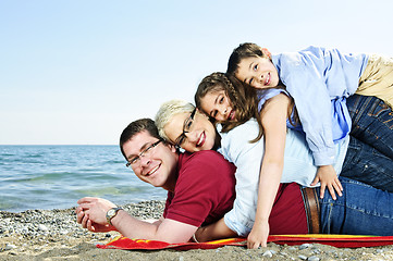 Image showing Happy family at beach