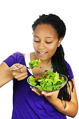 Image showing Girl having salad