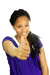 Image showing Teenage girl thumbs up