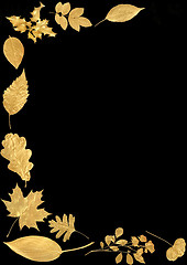 Image showing Golden Abstract Leaf Border