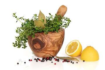 Image showing Herbs, Spices and Lemons