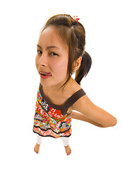 Image showing wide angle shot of a beautiful young asian woman