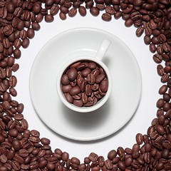 Image showing Coffee Cup and Beans