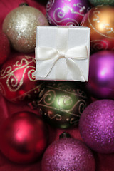 Image showing Christmas Baubles and White Gifts