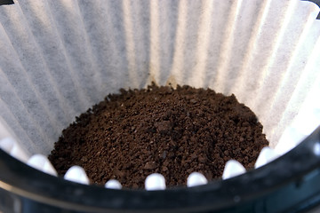 Image showing Getting Ready to Make Coffee - Grounded Coffee in the Filter
