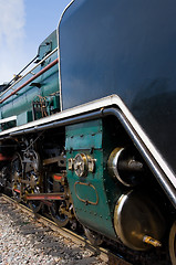 Image showing Black and green steam engine