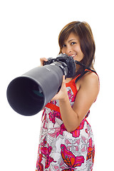 Image showing girl holding a dslr cam