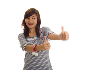 Image showing woman with two thumbs up