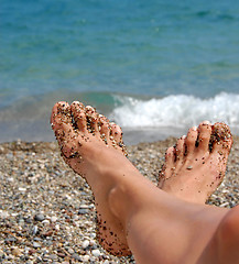 Image showing Feet in rocks