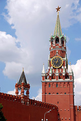 Image showing The Kremlin Spasskaya tower on Red Square in Moscow