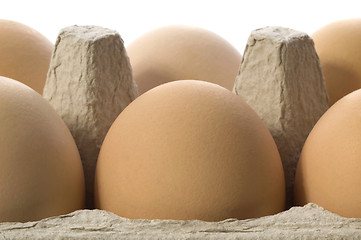 Image showing eggs in a grey cardboard carton box