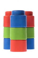 Image showing stack of colorful building blocks - no trademarks