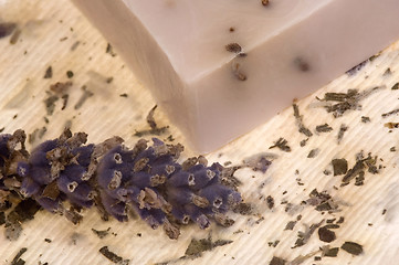 Image showing 
lavender soap and hand-made paper