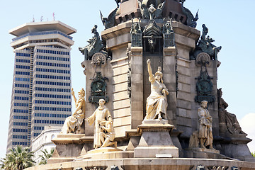 Image showing Statue Christopher Columbus city Barcelona