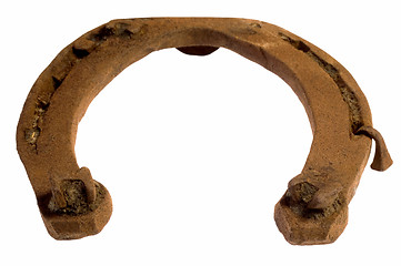 Image showing rusty old horseshoe on white background