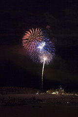 Image showing Three Fireworks explosions