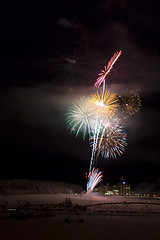 Image showing Fireworks above the field