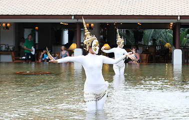 Image showing PHUKET - AUGUST 19: Traditional Thai dancers perform a ceremony 