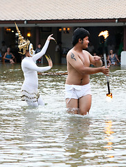 Image showing PHUKET - AUGUST 19: Traditional Thai dancers perform a ceremony 