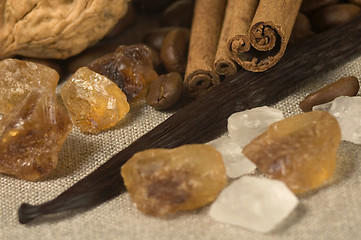 Image showing vanilla, cinnamon sticks and other spices and ingredients. Chris