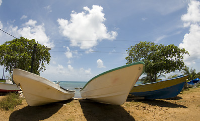 Image showing fishing boats on beach nicaragua