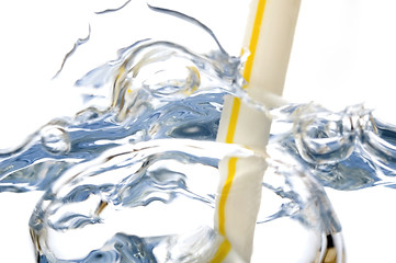 Image showing straw and water bubbles isolated on white background