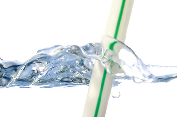 Image showing straw and water bubbles isolated on white background