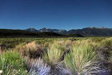 Image showing Lightpainted Sierra Mountains With Star Trails