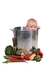 Image showing Cute Baby Boy in Chef Pot