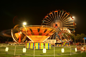 Image showing Vintage Carnival at Night With Motion Blur