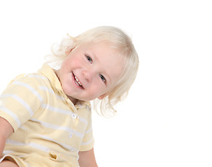 Image showing Happy Smiling Toddler Looking While Leaning Over