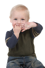 Image showing Baby Boy With Fingers in His Mouth