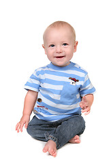 Image showing Happy Smiling Baby Boy Sitting