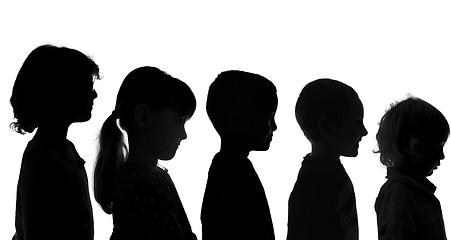 Image showing Various Children Shot in Silhouette Style