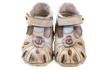 Image showing Baby football shoes on white background