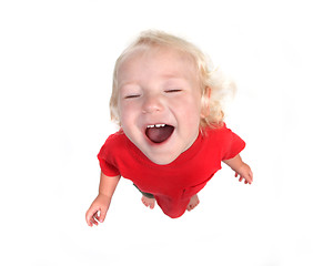 Image showing Fisheye Top View Image of a Young Toddler Boy