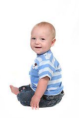 Image showing Little baby Boy Sitting With Legs Crossed