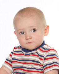 Image showing Pensive Young Toddler Baby Boy
