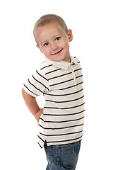 Image showing Little Boy With Hands on His Hip on White