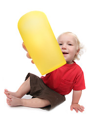 Image showing Baby Boy Giving His Drink Cup Away