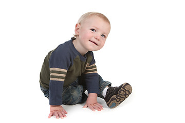 Image showing Cute Curious Little Baby Boy Looking Around