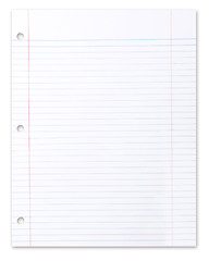 Image showing Blank Piece of School Lined Paper on White